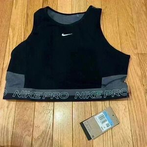 Nike Pro Dri-FIT Women's Cropped Training Tank Top Black Size M